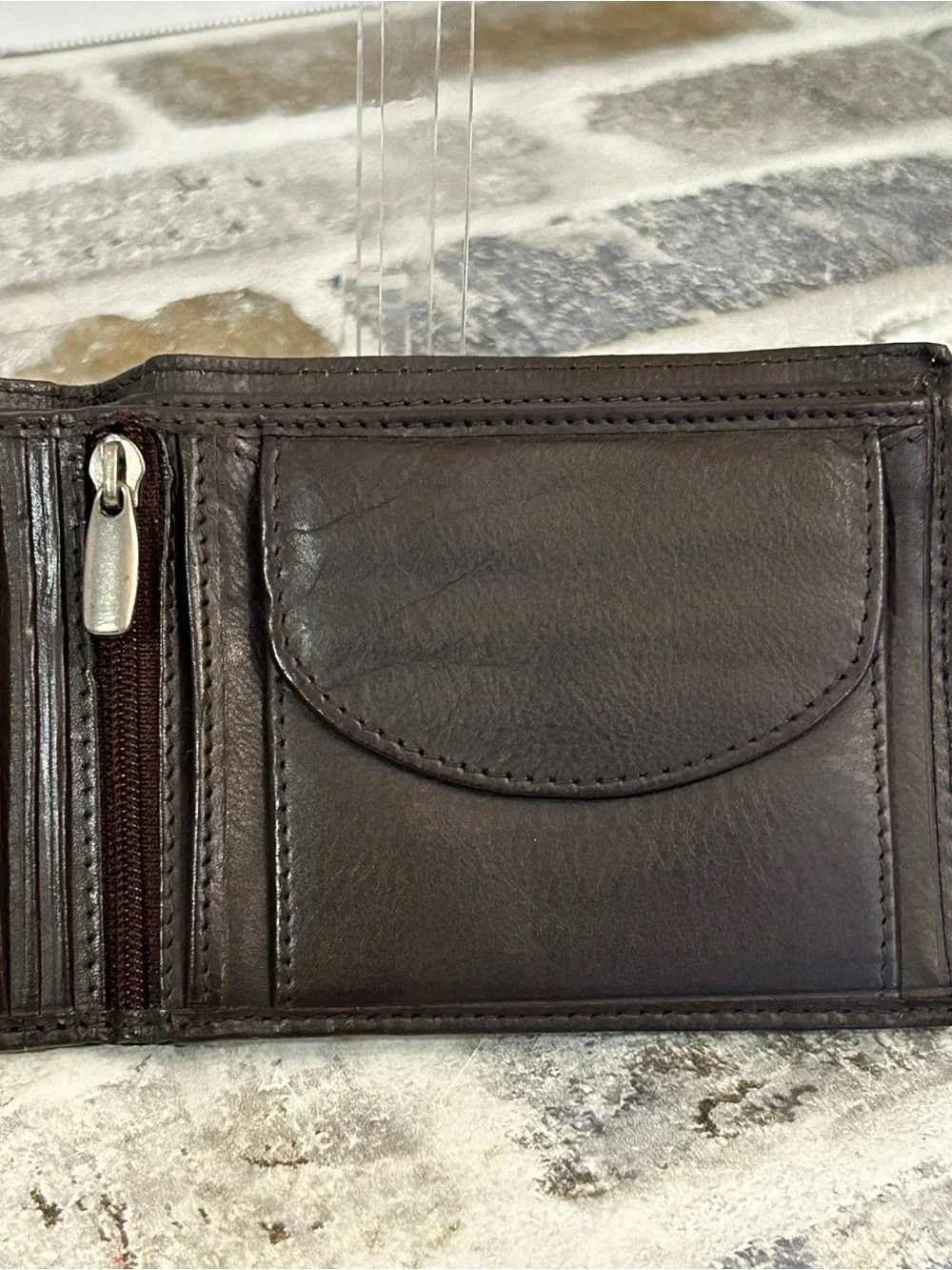 Classic Men's Leather Bifold Wallet in Dark Brown